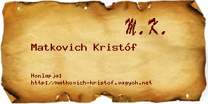 Matkovich Kristóf névjegykártya